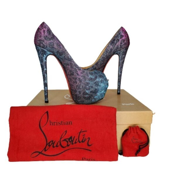 Christian Louboutin Highness 160 Leopard Peep Toe Platform Pumps Heels - Picture 6 of 7